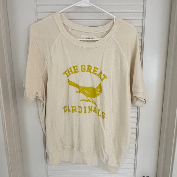 The Great - Perched Cardinal Graphic Sweatshirt in Washed White - Picture 3 of 11